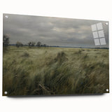 Vintage Landscape Art - Windy Grassland Scene