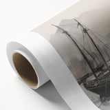 Vintage Landscape Art - Ships in Harbor with City Skyline
