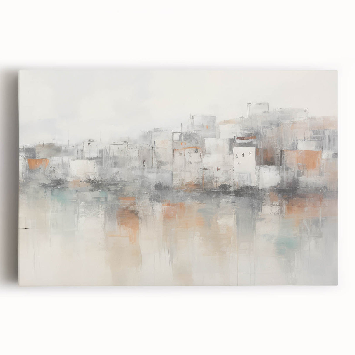 Vintage Landscape Art - Abstract Cityscape Reflection