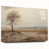 Vintage Landscape Art - Lone Tree in Barren Field