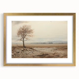 Vintage Landscape Art - Lone Tree in Barren Field