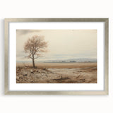 Vintage Landscape Art - Lone Tree in Barren Field