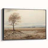 Vintage Landscape Art - Lone Tree in Barren Field