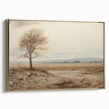 Vintage Landscape Art - Lone Tree in Barren Field