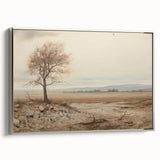 Vintage Landscape Art - Lone Tree in Barren Field