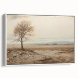 Vintage Landscape Art - Lone Tree in Barren Field