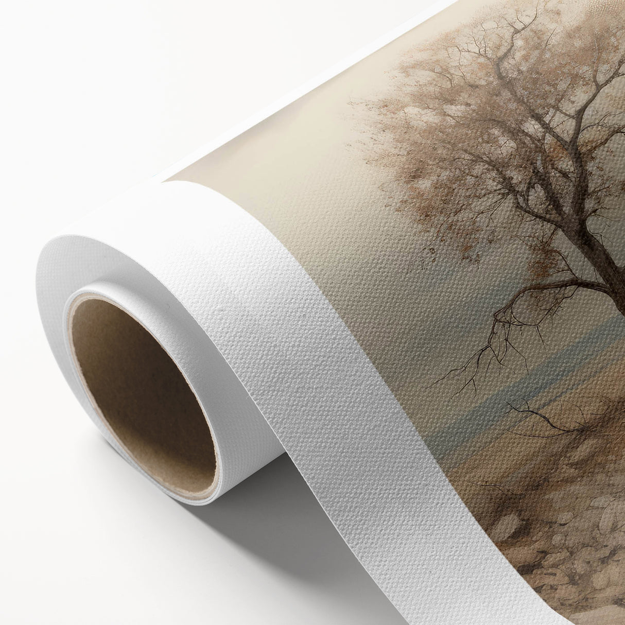 Vintage Landscape Art - Lone Tree in Barren Field
