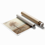 Vintage Landscape Art - Lone Tree in Barren Field