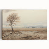 Vintage Landscape Art - Lone Tree in Barren Field