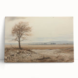 Vintage Landscape Art - Lone Tree in Barren Field
