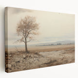 Vintage Landscape Art - Lone Tree in Barren Field