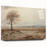 Vintage Landscape Art - Lone Tree in Barren Field