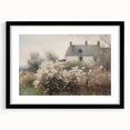 Vintage Landscape Art – Cottage with Flowers in Bloom – Antique Country Scene Wall Art