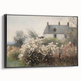 Vintage Landscape Art – Cottage with Flowers in Bloom – Antique Country Scene Wall Art