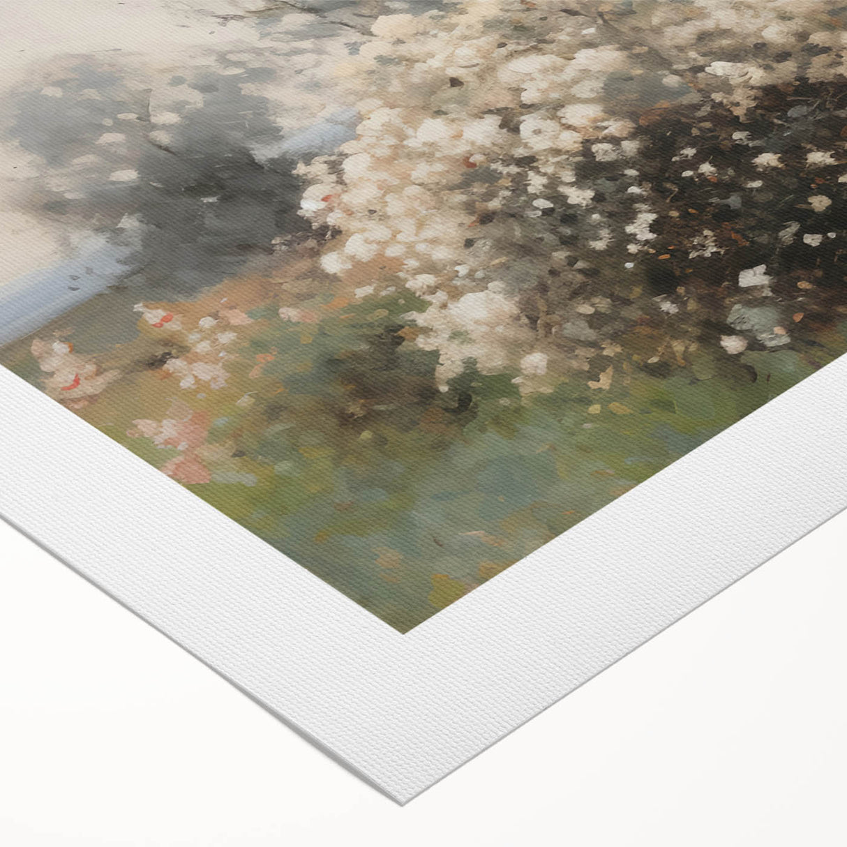 Vintage Landscape Art – Cottage with Flowers in Bloom – Antique Country Scene Wall Art