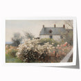 Vintage Landscape Art – Cottage with Flowers in Bloom – Antique Country Scene Wall Art