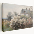 Vintage Landscape Art – Cottage with Flowers in Bloom – Antique Country Scene Wall Art