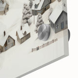 Vintage Landscape Art - Snowy Village Scene