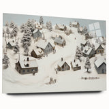 Vintage Landscape Art - Snowy Village Scene