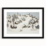 Vintage Landscape Art - Snowy Village Scene
