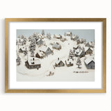 Vintage Landscape Art - Snowy Village Scene