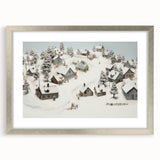 Vintage Landscape Art - Snowy Village Scene