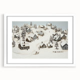 Vintage Landscape Art - Snowy Village Scene