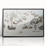 Vintage Landscape Art - Snowy Village Scene