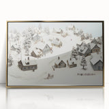Vintage Landscape Art - Snowy Village Scene