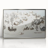 Vintage Landscape Art - Snowy Village Scene