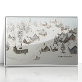 Vintage Landscape Art - Snowy Village Scene