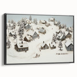 Vintage Landscape Art - Snowy Village Scene