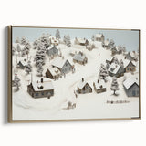 Vintage Landscape Art - Snowy Village Scene