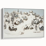 Vintage Landscape Art - Snowy Village Scene