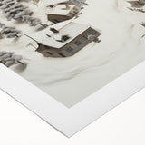 Vintage Landscape Art - Snowy Village Scene