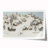 Vintage Landscape Art - Snowy Village Scene