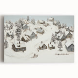 Vintage Landscape Art - Snowy Village Scene