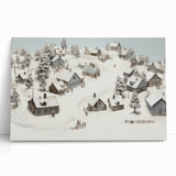 Vintage Landscape Art - Snowy Village Scene