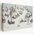 Vintage Landscape Art - Snowy Village Scene