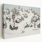 Vintage Landscape Art - Snowy Village Scene