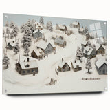 Vintage Landscape Art - Snowy Village Scene