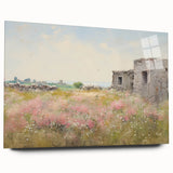 Vintage Landscape Art - Ruins in Blooming Field