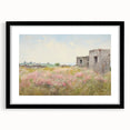 Vintage Landscape Art - Ruins in Blooming Field