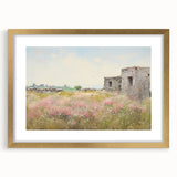 Vintage Landscape Art - Ruins in Blooming Field