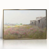 Vintage Landscape Art - Ruins in Blooming Field