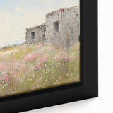 Vintage Landscape Art - Ruins in Blooming Field
