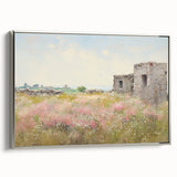 Vintage Landscape Art - Ruins in Blooming Field