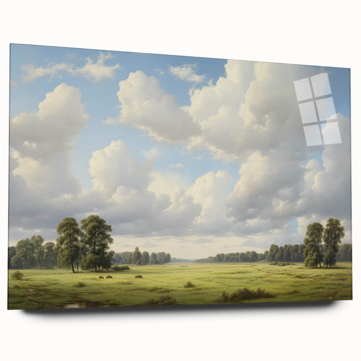 Vintage Landscape Art - Meadow with Trees and Horses