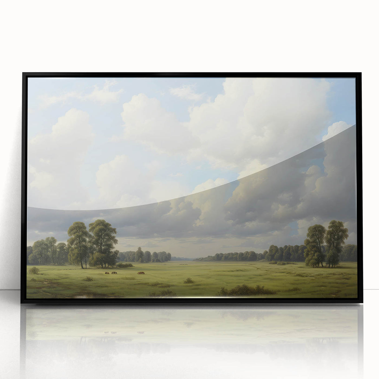Vintage Landscape Art - Meadow with Trees and Horses
