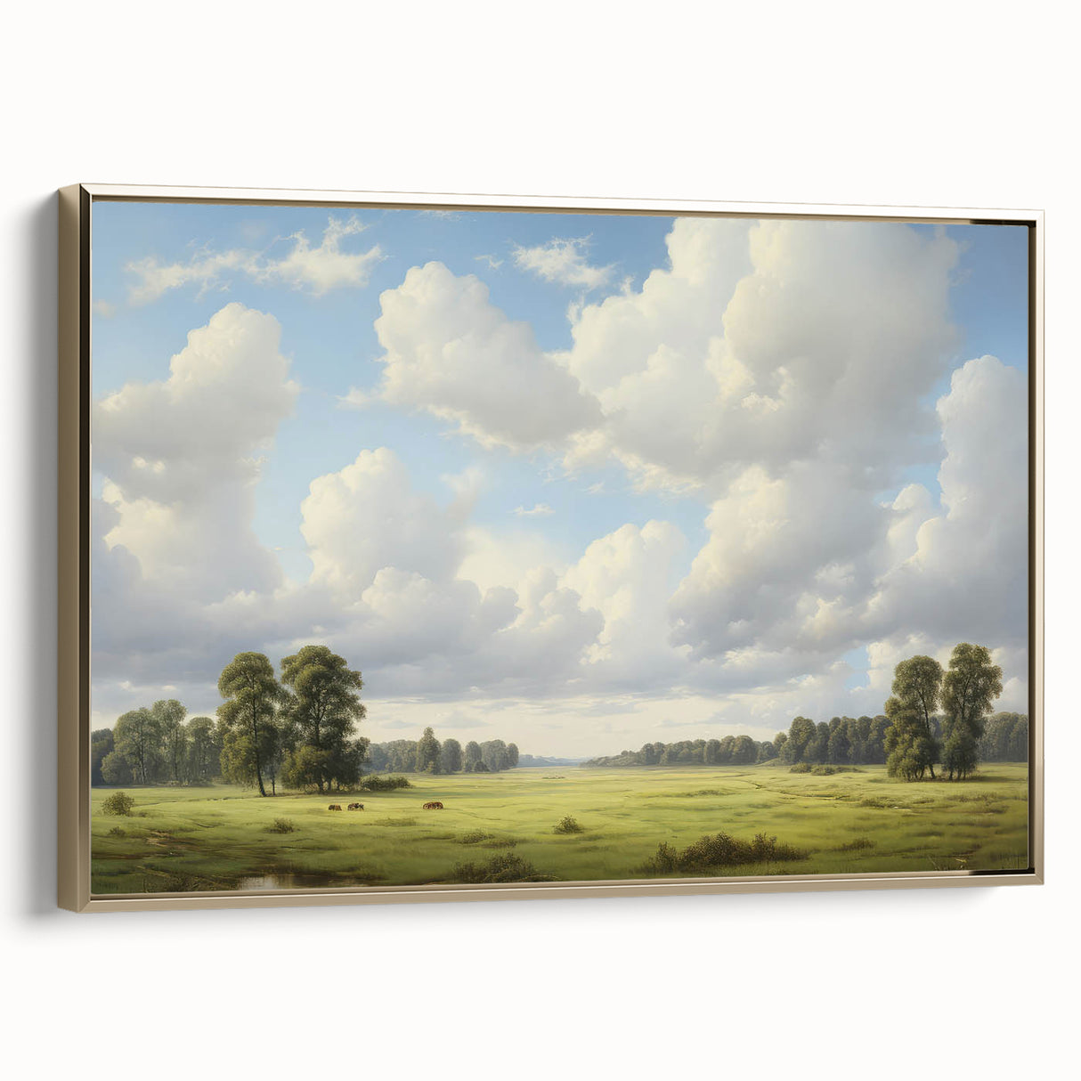 Vintage Landscape Art - Meadow with Trees and Horses